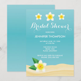 Invitación Ducha de novia en la playa tropical frangipani bla