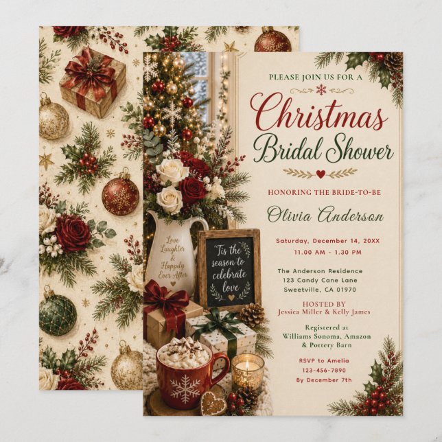 Invitación Ducha de Novia en Navidad (Anverso / Reverso)