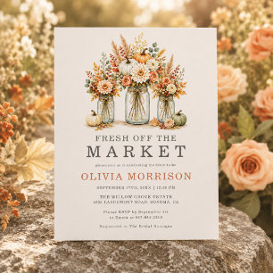Invitación Ducha de Novia en Otoño con Florero Fresco del Mer