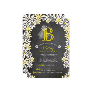 Invitación Ducha de novia en un monograma de velo de novia