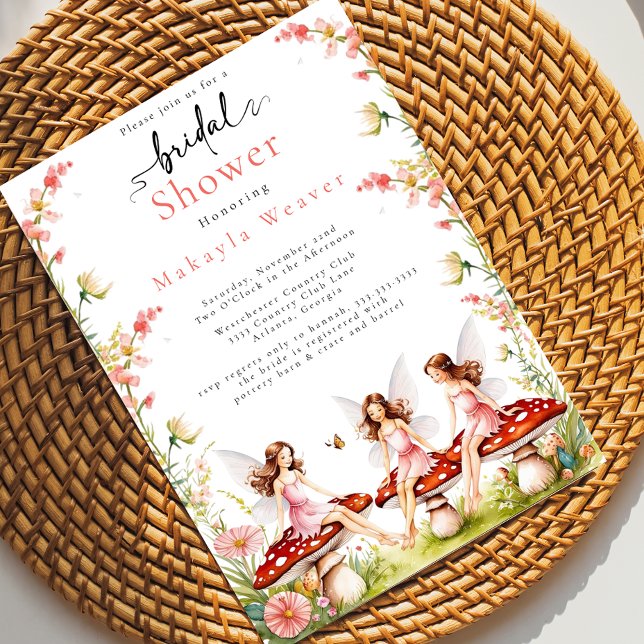 Invitación Ducha de novia encantada con champiñones de Woodla (Subido por el creador)