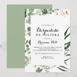 Invitación Ducha de novia española verde de oro geométrico