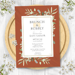 Invitación Ducha de Novia Espumosa Brunch Verde Terracota