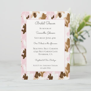 Invitación Ducha de Novia Estampado de Vaca Marrón Crema Blan