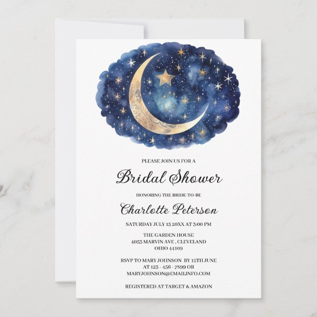 Invitación Ducha de Novia Estelar Celestial  (Anverso)