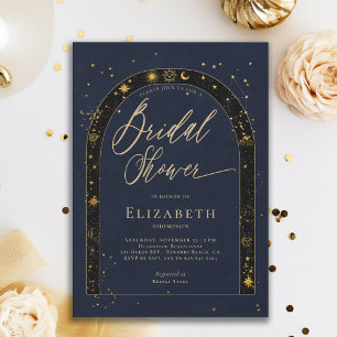 Invitación Ducha de Novia Estelar Celestial Zodiaco Estrellas