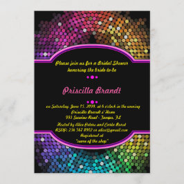 Invitación Ducha de novia, estilo disco, negro y multicolor