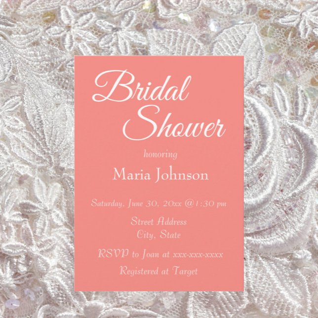 Invitación Ducha de Novia Estilo Simple Coral (In Situ Wedding)