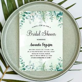 Invitación Ducha de novia eucalipto woodland