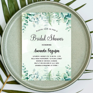 Invitación Ducha de novia eucalipto woodland
