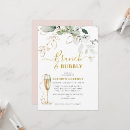 Invitación Ducha de novia Eucalyptus Gold Pink Rubor Bridal
