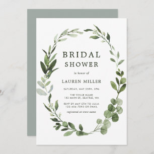 Invitación Ducha de novia Eucalyptus Green Wreath