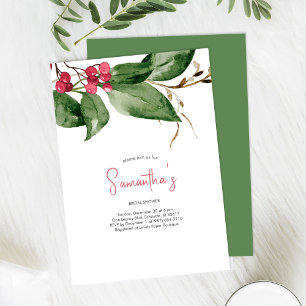Invitación Ducha de novia fiesta de feriado en Berries Rojas