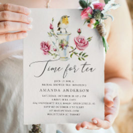 Invitación Ducha de novia Fiesta de té. Elegantes rosas rosas