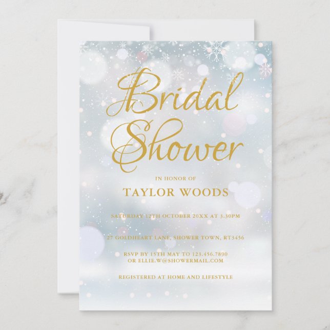 Invitación Ducha de novia First Snowflakes (Anverso)