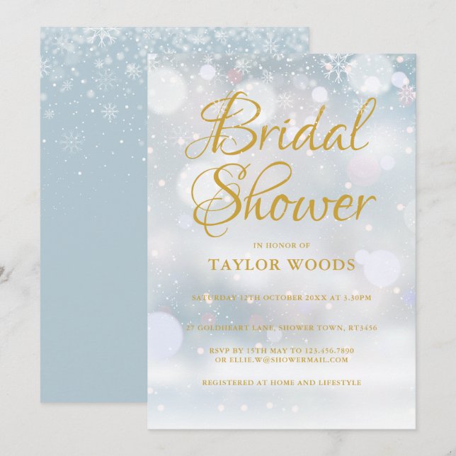 Invitación Ducha de novia First Snowflakes (Anverso / Reverso)