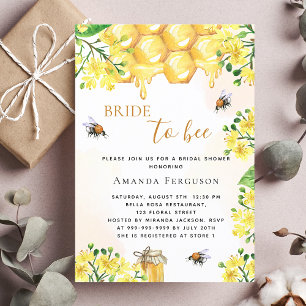 Invitación Ducha de novia flor amarilla miel