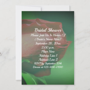 Invitación Ducha de Novia Flor de Capullo de Rosa Roja