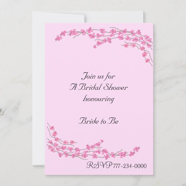Invitación Ducha de Novia Flor de Cerezo Rosa (Anverso)