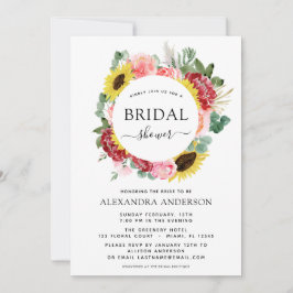 Invitación Ducha de novia Flor de girasol Eucalipto Floral Wr