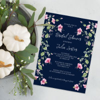 Ducha de Novia Flor de Hibisco Rosa Azul Marino Po