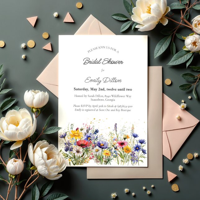 Invitación Ducha de Novia Flor Silvestre Moderna Boho Chic (Subido por el creador)