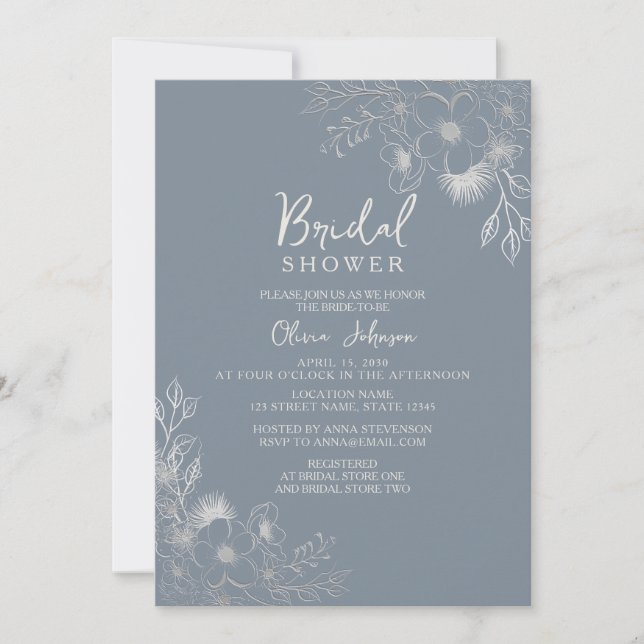 Invitación Ducha de Novia Flor Silvestre Periwinkle (Anverso)