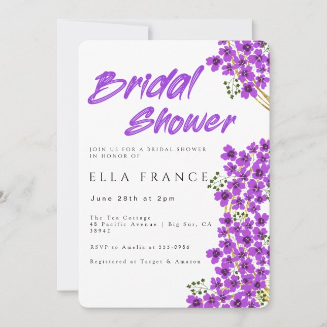 Invitación Ducha de Novia Floral Acuarela Moderna (Anverso)