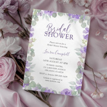 Ducha de Novia Floral Acuarela Morada Moderna