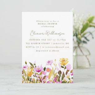 Invitación Ducha de Novia Floral Acuarela Rosa Oliva Lindo