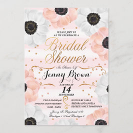 Invitación Ducha de novia floral anémica rosa y blanca de Rub
