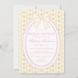 Invitación Ducha de Novia Floral Antiguo Amarillo Pastel Eleg