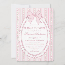 Invitación Ducha de Novia Floral Antiguo Elegante Rosa Pastel