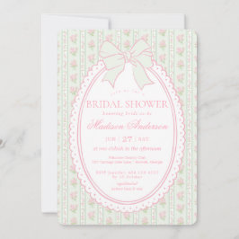 Invitación Ducha de Novia Floral Antiguo Verde Pastel Elegant