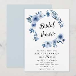 Invitación Ducha de novia floral azul acuático