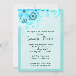 Invitación Ducha de novia floral azul Aqua Blue Hibiscus