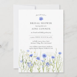 Invitación Ducha de novia floral azul, flores silvestres de v