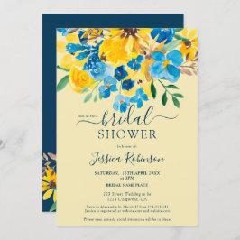 Invitación Ducha de novia floral azul ruidoso