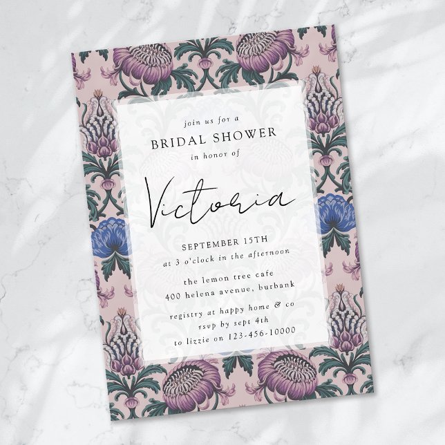 Invitación Ducha de novia floral barroca rococo (Subido por el creador)