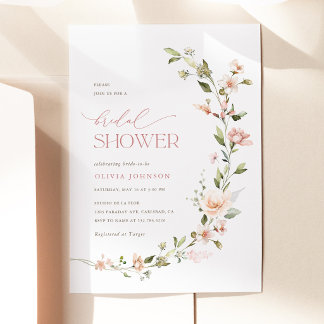 Invitación Ducha de Novia Floral Beige Rosa