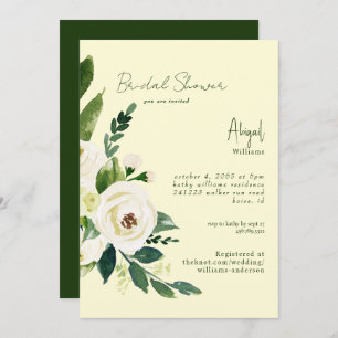 Invitación Ducha de novia floral blanca amarilla y verde