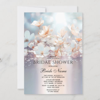 Invitación Ducha de novia floral blanca Peach