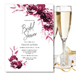 Invitación Ducha de novia floral blanca rosa