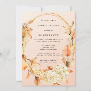 Invitación Ducha de Novia Floral Blanca Rústica y Hojas de Ot