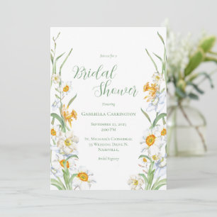 Invitación Ducha de novia floral blanca y amarilla