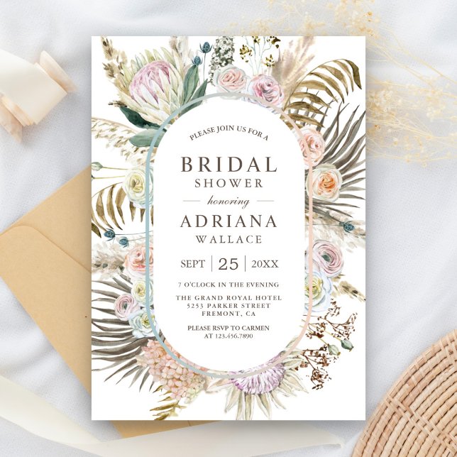 Invitación Ducha de Novia Floral Boho Rústico con Palma Seca  (Subido por el creador)