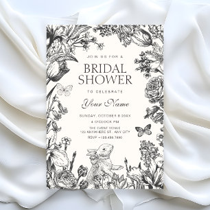 Invitación ducha de novia floral botánica vintage