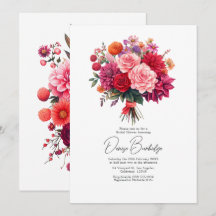 Ducha de Novia Floral Brillante Fuchsia, Blush y C