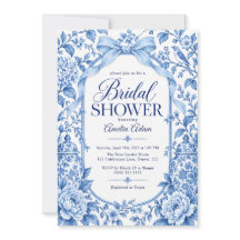 Ducha de Novia Floral Chinoiserie Elegante con Laz