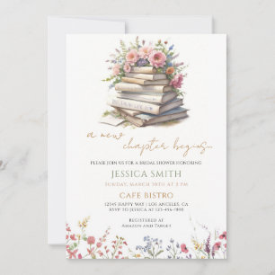 Invitación Ducha de Novia Floral con Libro